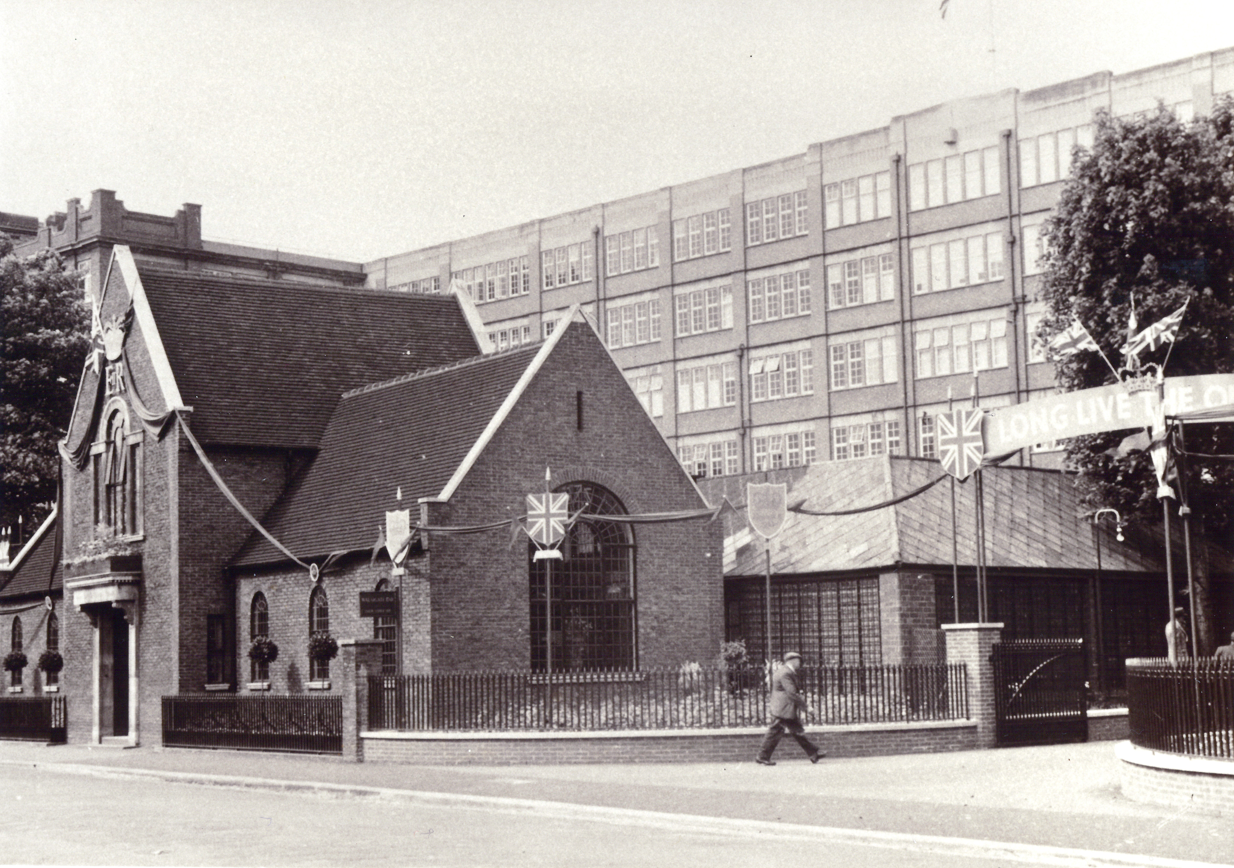 Historical photograph of former Rowntree's factory in York.