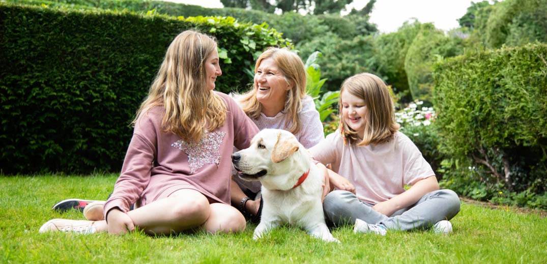 family with dog