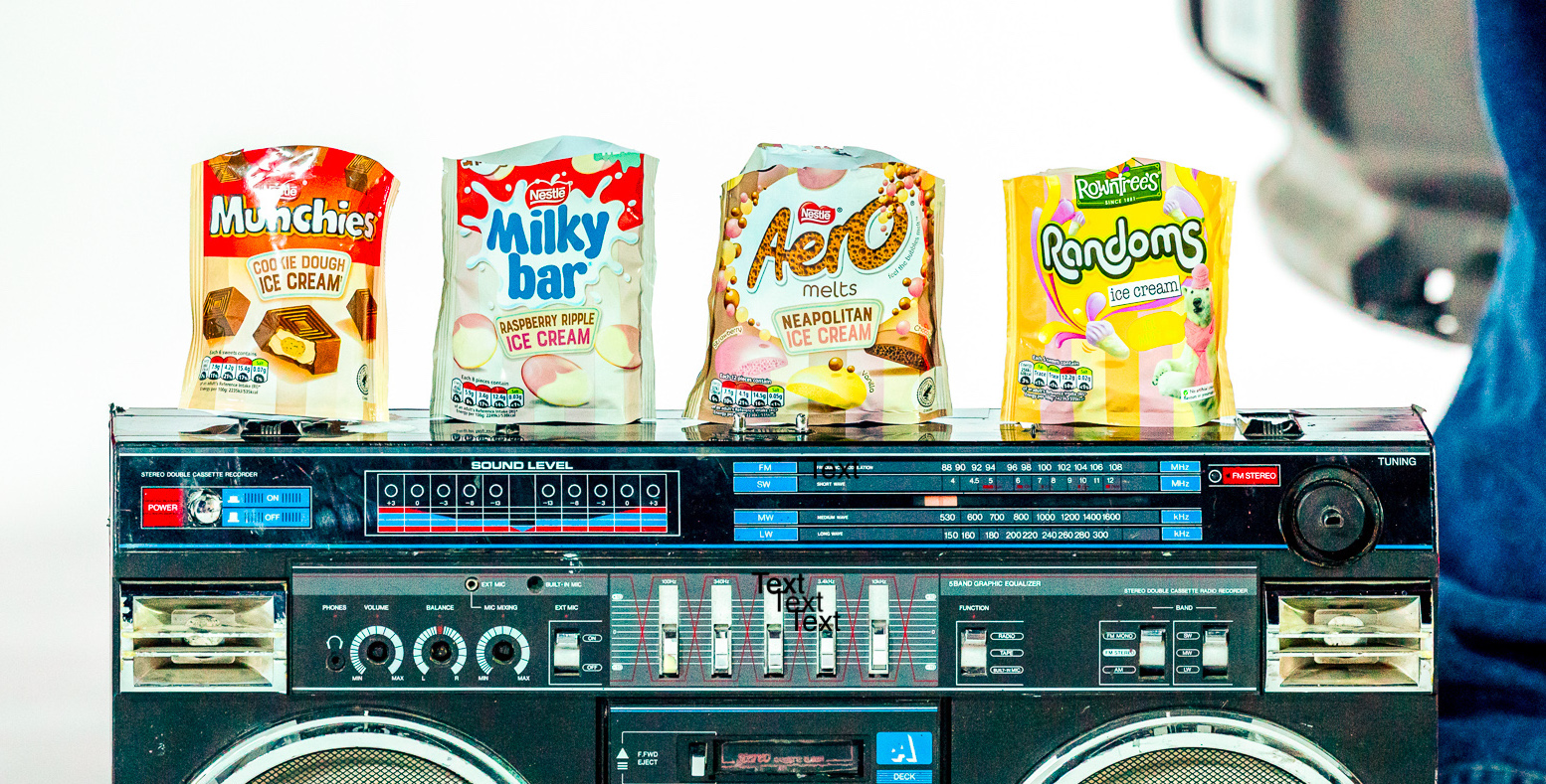 Nestlé Confectionery's new ice cream inspired range sits on top of a boom box