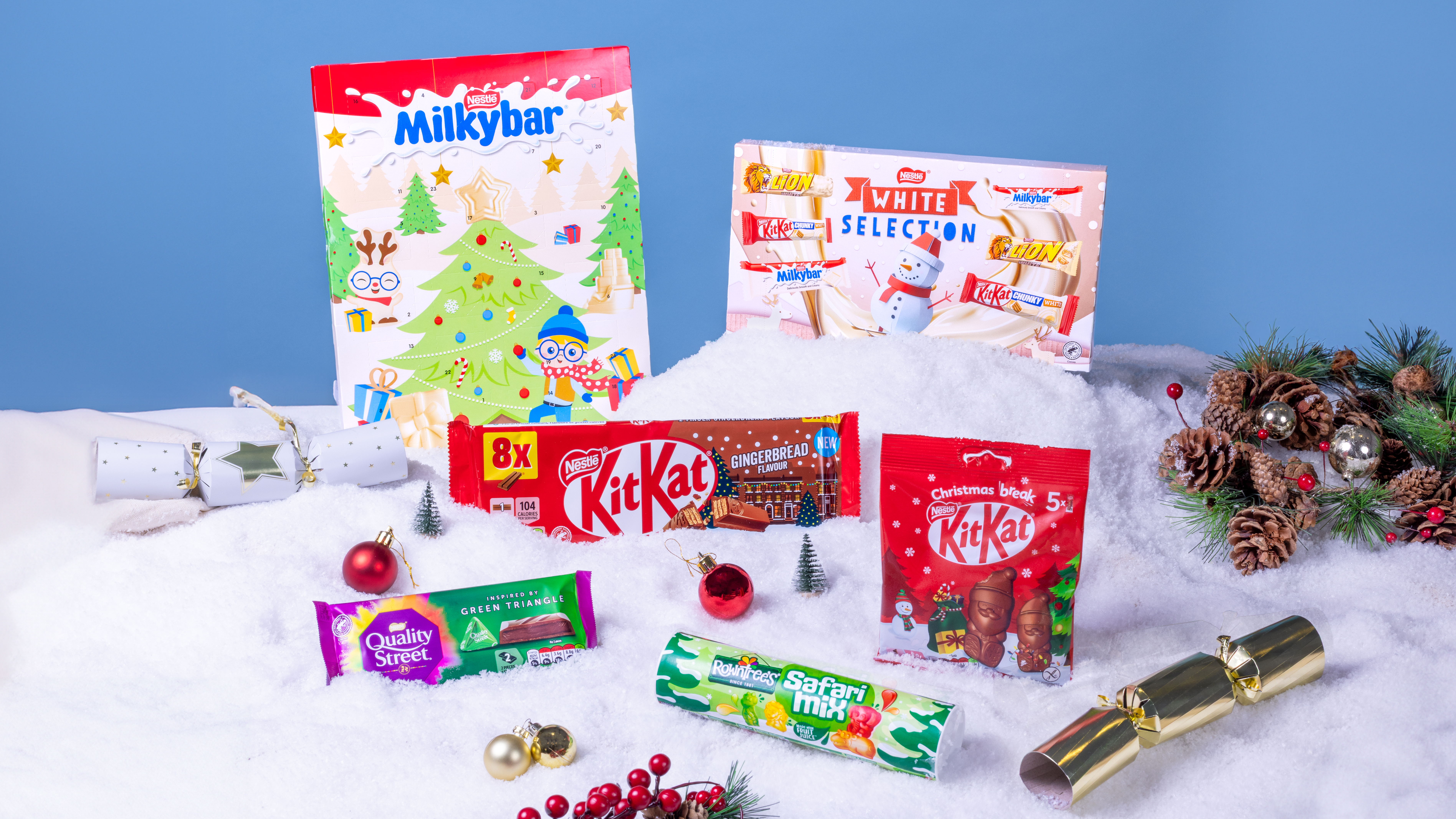 Quality Street Green Triangle Sharing Bar, KitKat Gingerbread, Milkybar Advent Calendar, Nestlé White Selection Box and more 