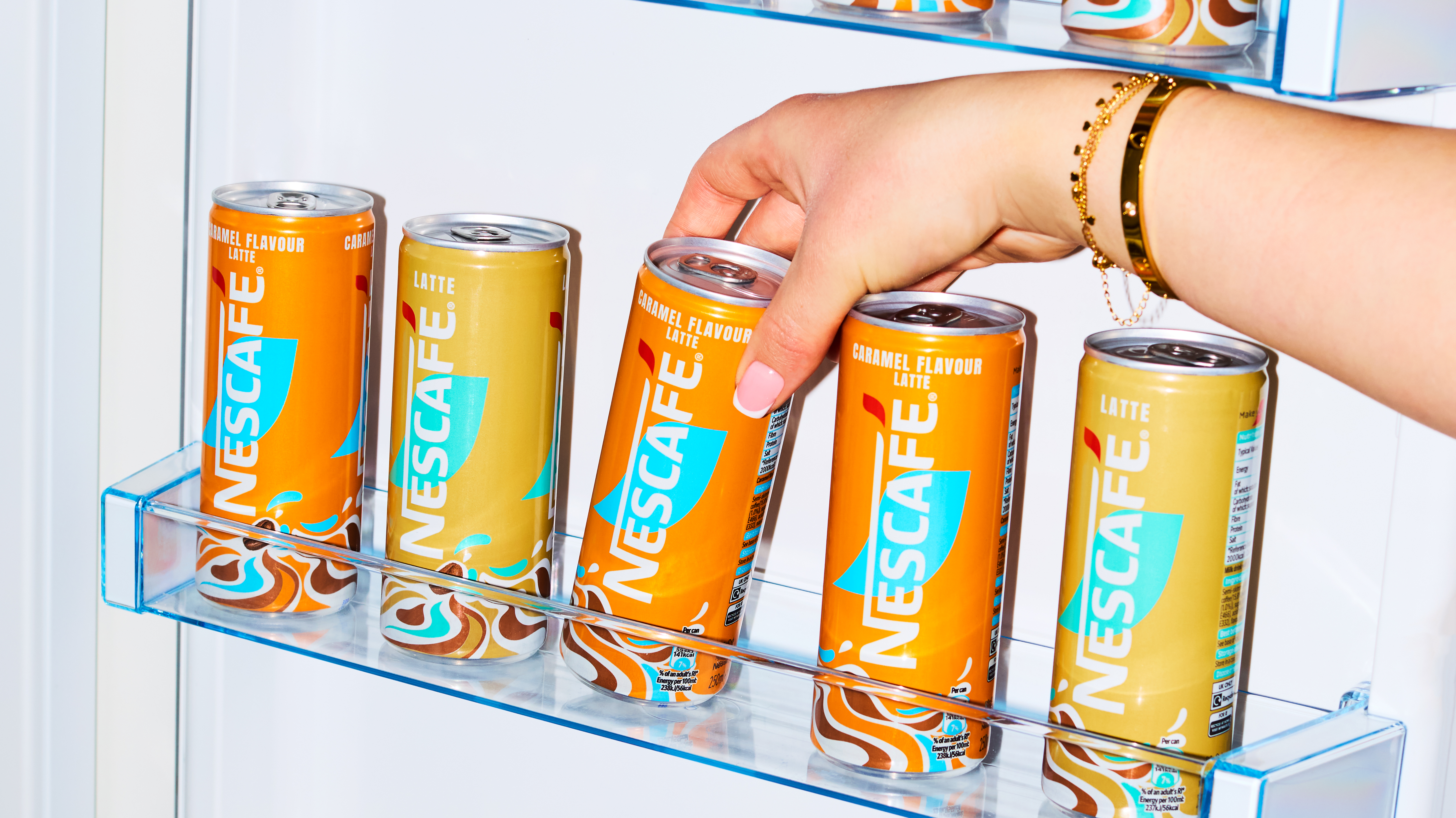 Nescafé Iced Latte cans in the fridge 