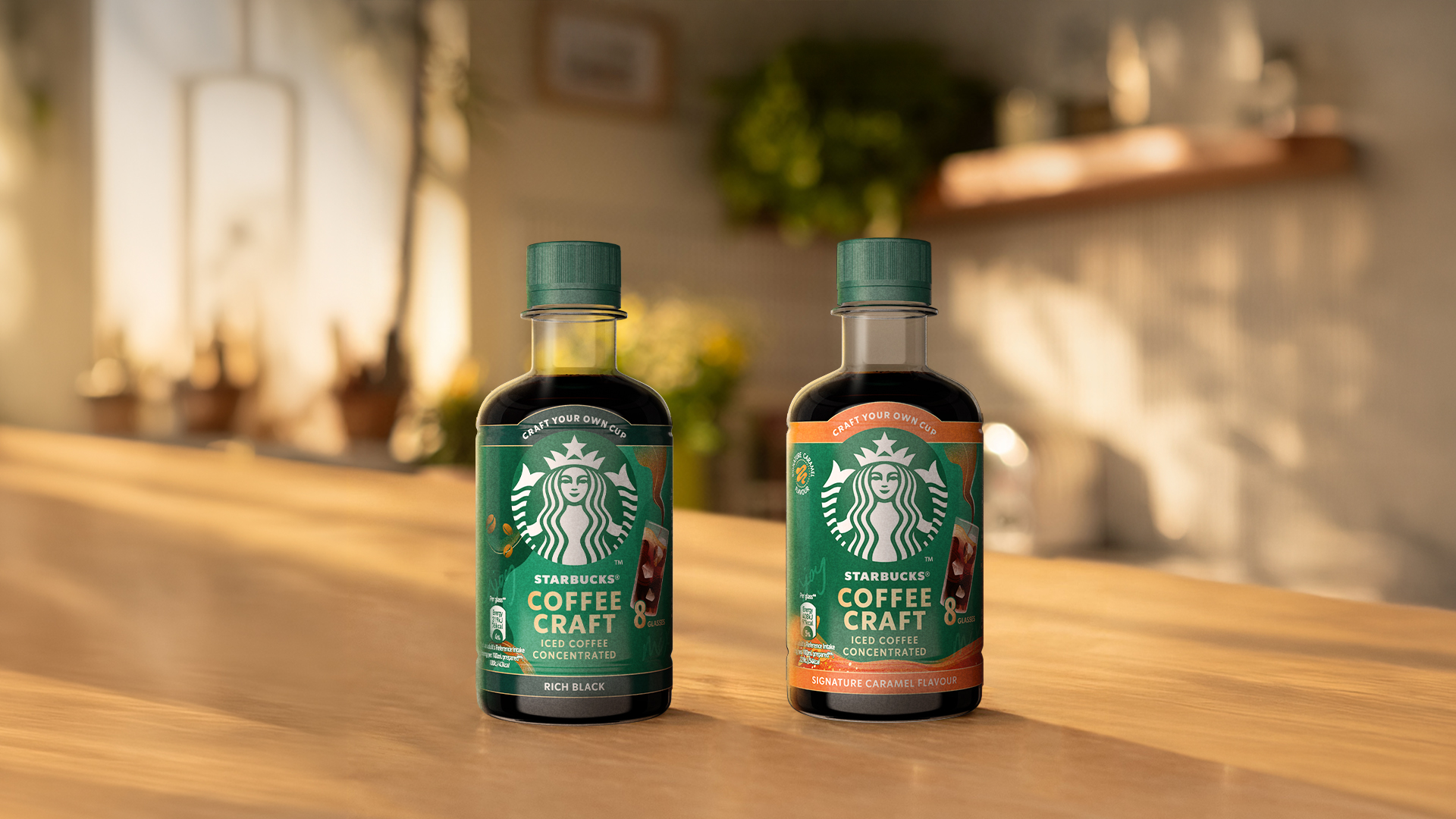 Starbucks iced coffee concentrated on a kitchen counter