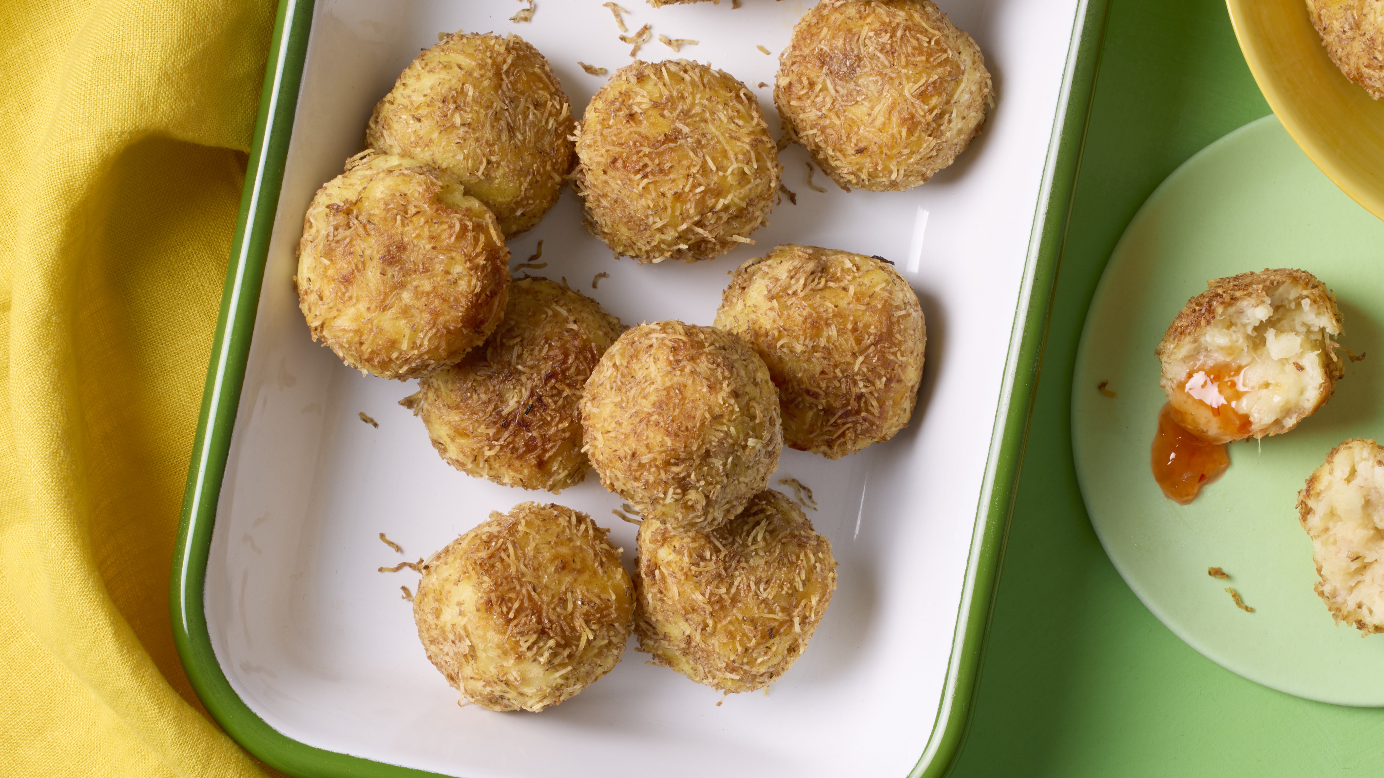 parsnip balls in a serving dish