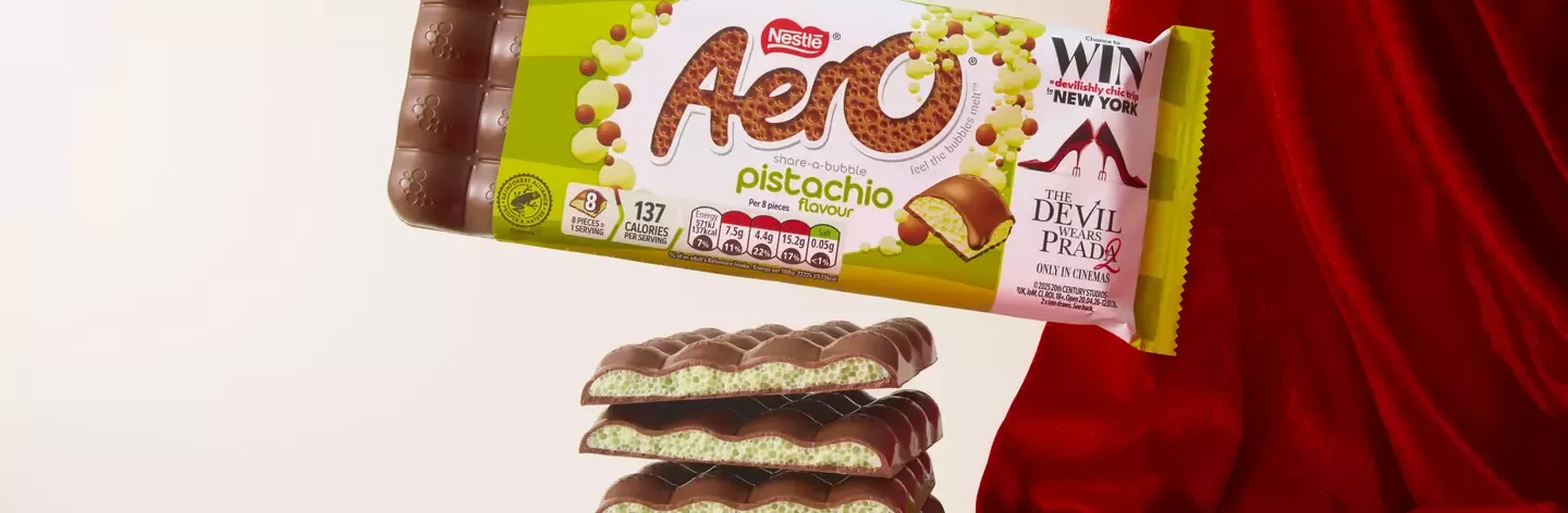 Aero Pistachio flavour bar stack