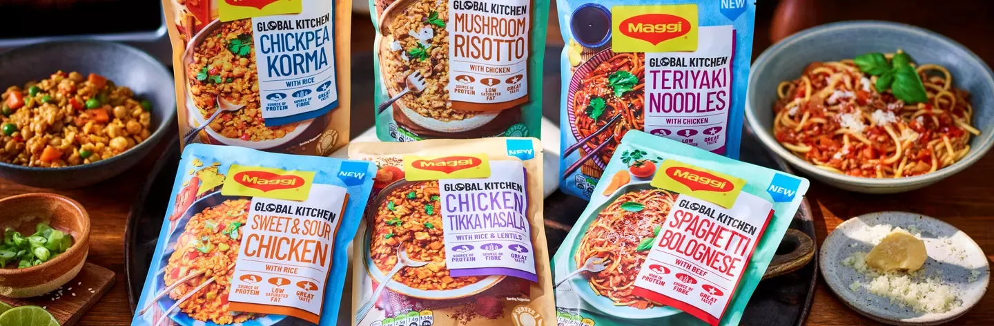 Maggi ready meal range on table