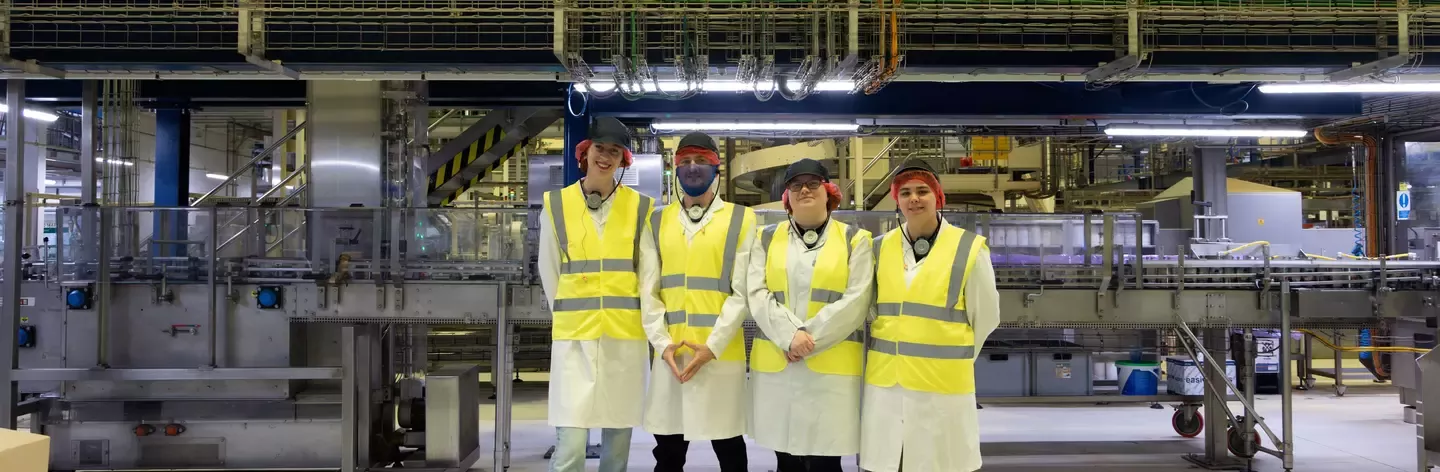 Group photo at the factory