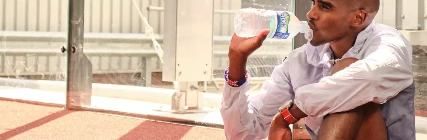 Mo Farah drinking Buxton