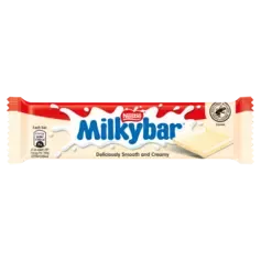 A bar of Milkybar white chocolate