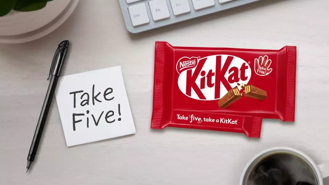 The new KitKat five-finger bar, with the fifth finger slightly shorter.