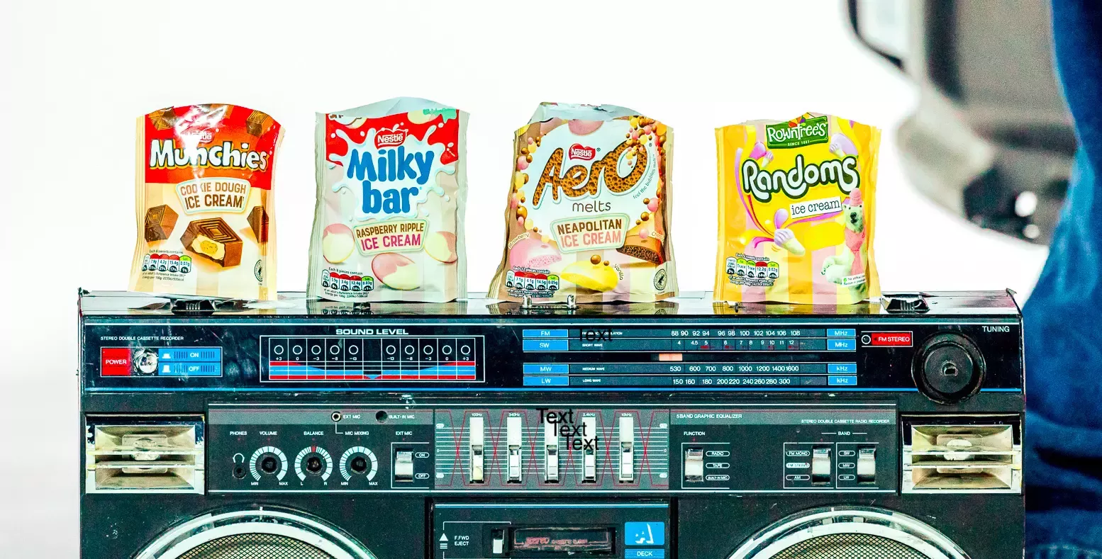 Nestlé Confectionery's new ice cream inspired range sits on top of a boom box