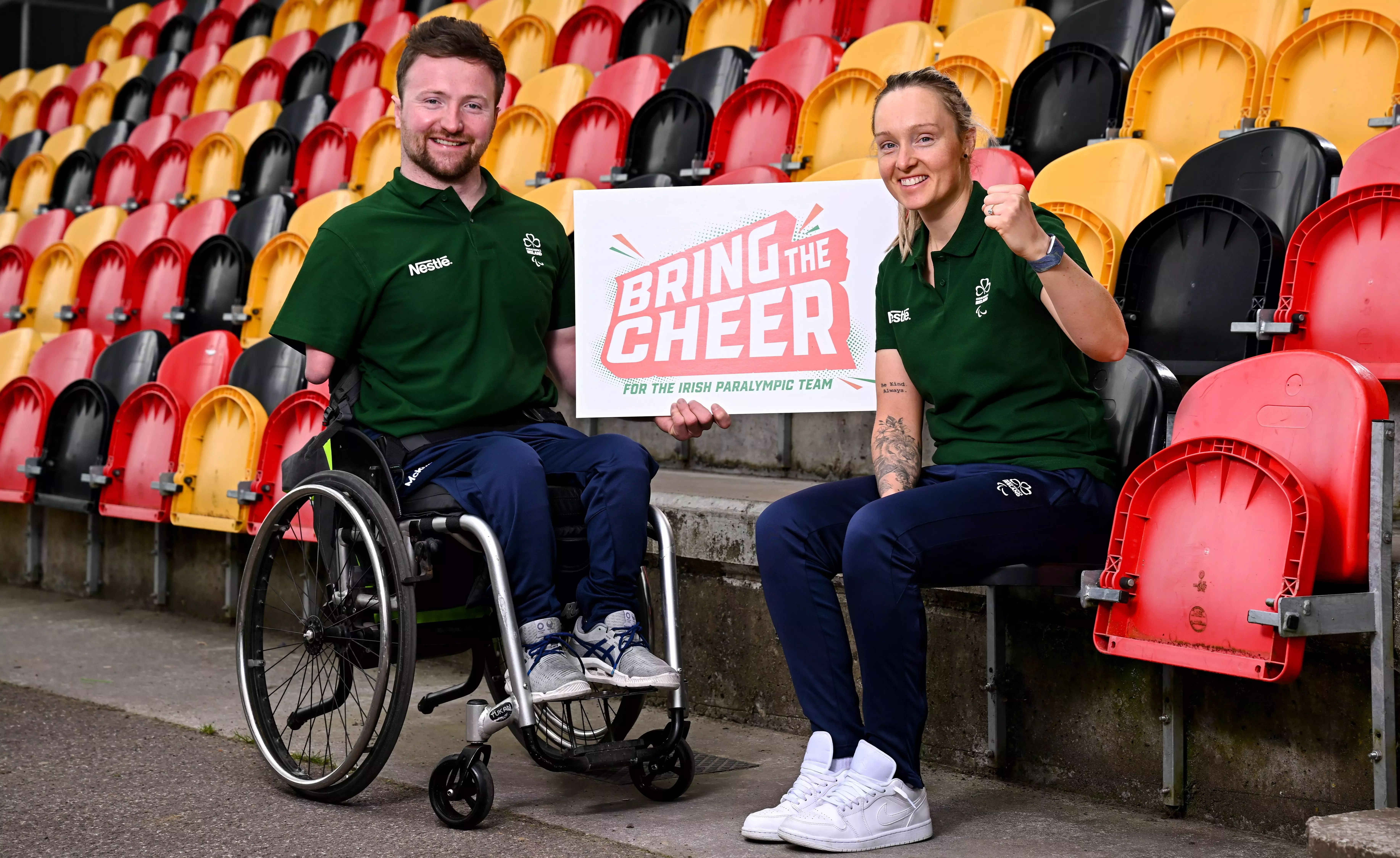 Pictured (l-r) Nestlé Cereals Ireland Ambassadors para-table tennis champion Colin Judge and para-cyclist Richael Timothy.