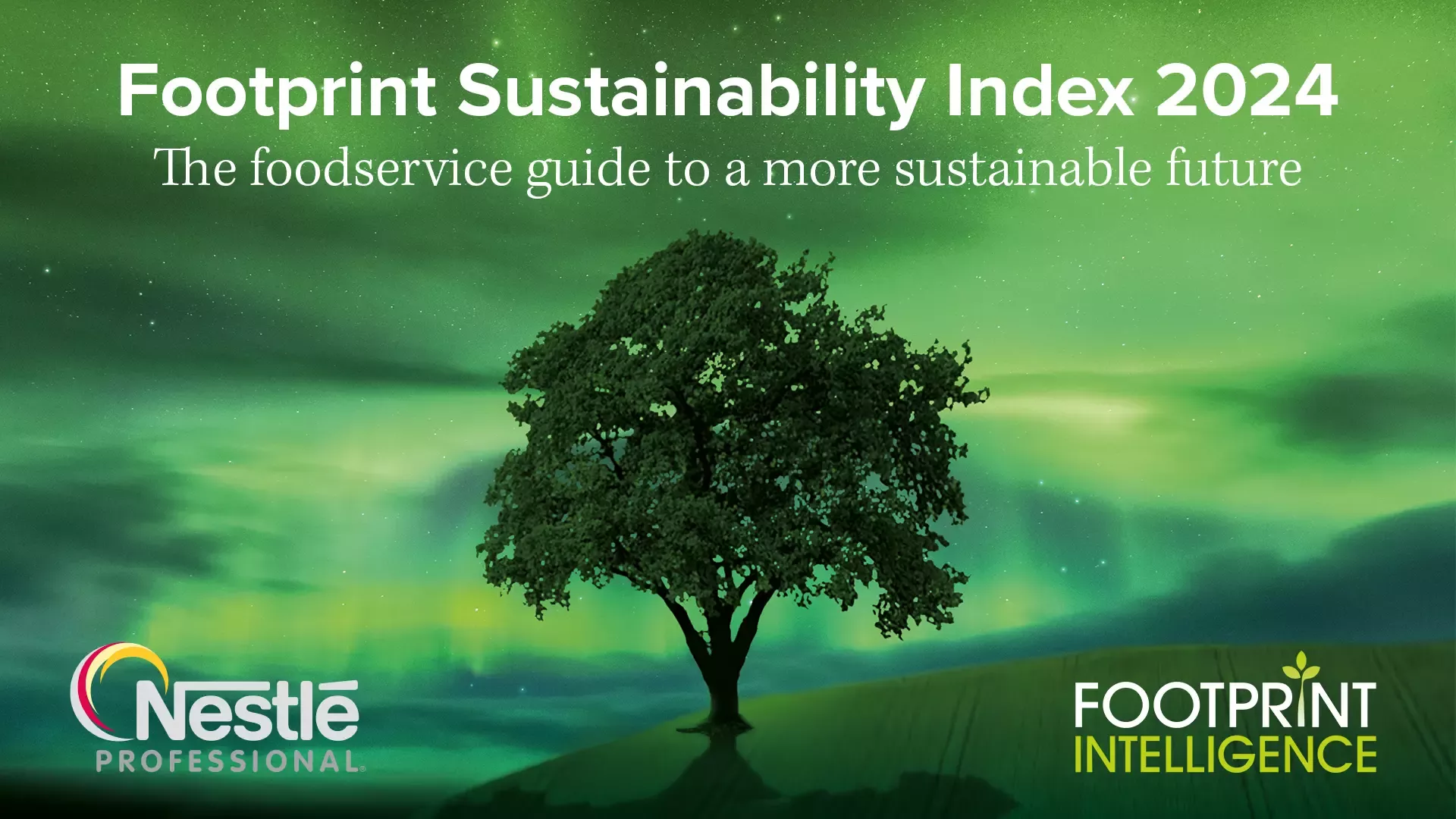 An image of the Nestlé Professional and Footprint Intelligence logos against a green background with a tree at the centre.