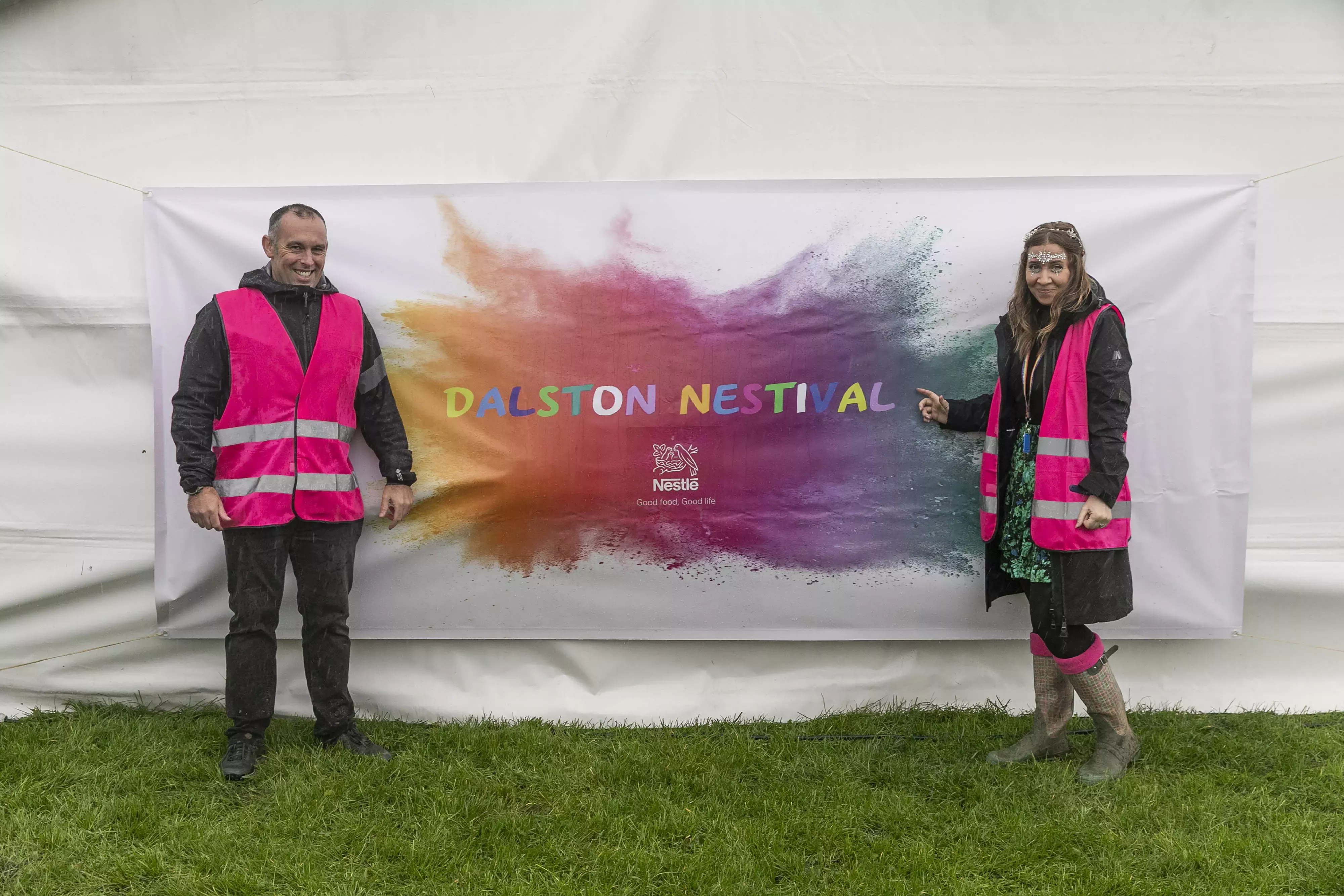 Man and woman stood infront of the Dalston Nestival
