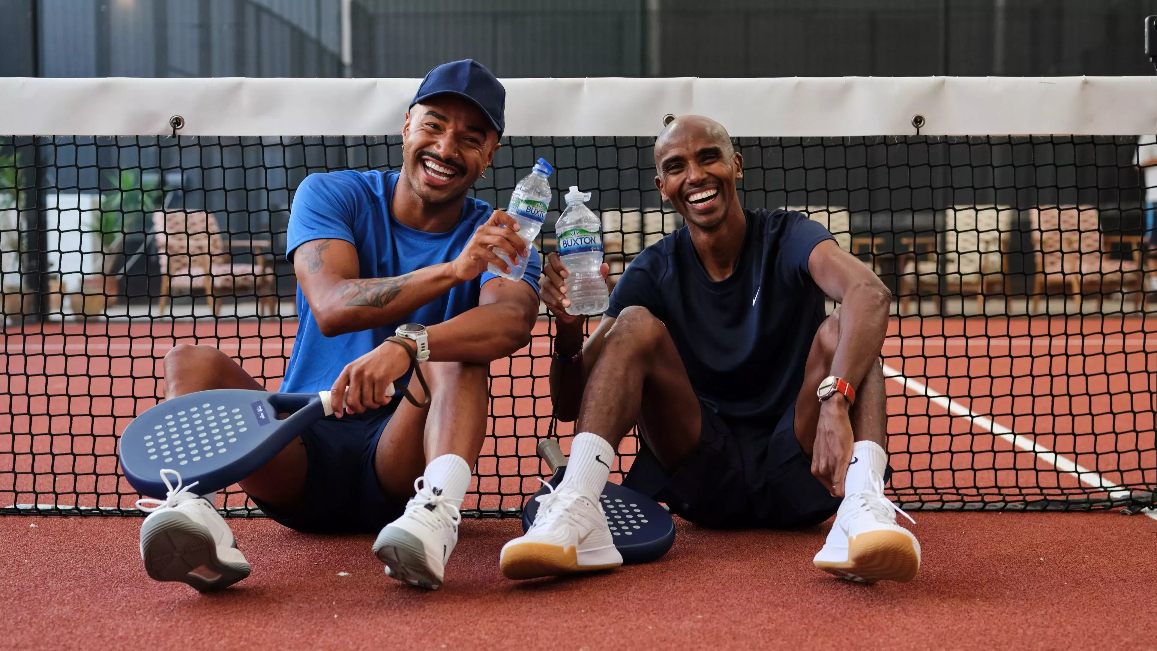 Mo Farah playing padel x Buxton