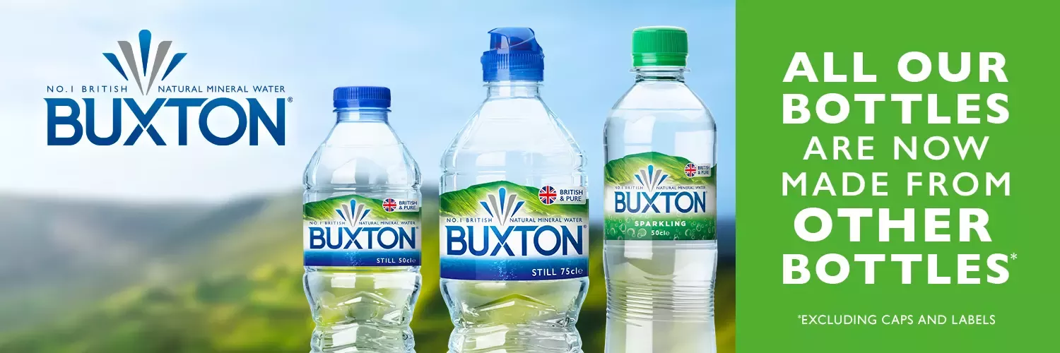 buxton range of bottles in from of the peak district