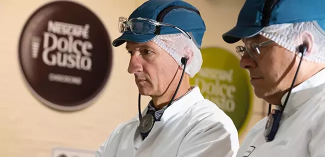 Stefano Agostini and Aris Protonotarios during Tutbury factory visit